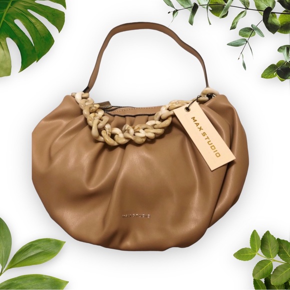- MAXSTUDIO🌸handbag, leather with gathered detail, nude color - Picture 1 of 6